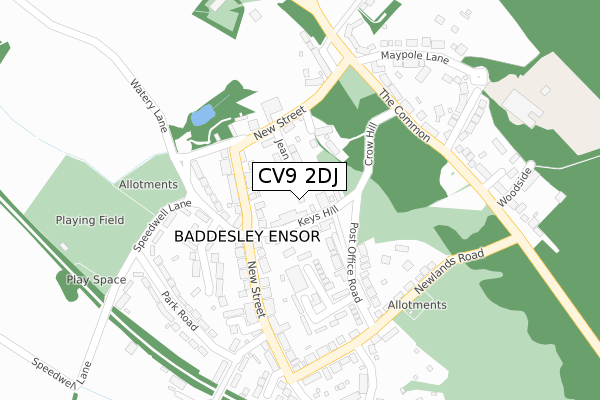 CV9 2DJ map - large scale - OS Open Zoomstack (Ordnance Survey)