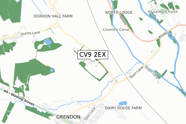 CV9 2EX map - small scale - OS Open Zoomstack (Ordnance Survey)