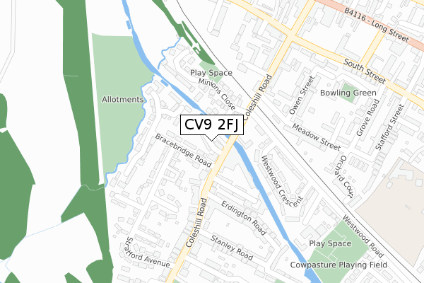 CV9 2FJ map - large scale - OS Open Zoomstack (Ordnance Survey)