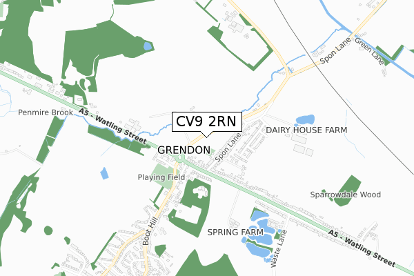 CV9 2RN map - small scale - OS Open Zoomstack (Ordnance Survey)