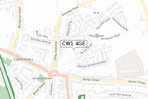 CW1 4GE map - large scale - OS Open Zoomstack (Ordnance Survey)