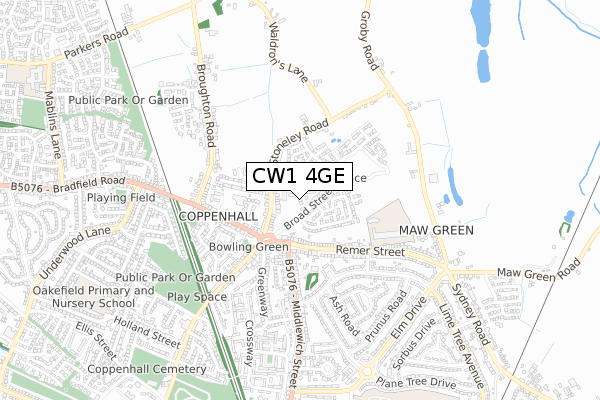 CW1 4GE map - small scale - OS Open Zoomstack (Ordnance Survey)