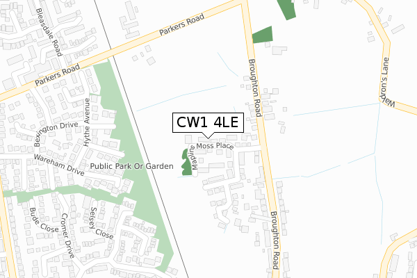 CW1 4LE map - large scale - OS Open Zoomstack (Ordnance Survey)