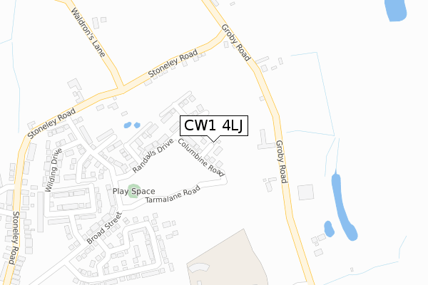 CW1 4LJ map - large scale - OS Open Zoomstack (Ordnance Survey)