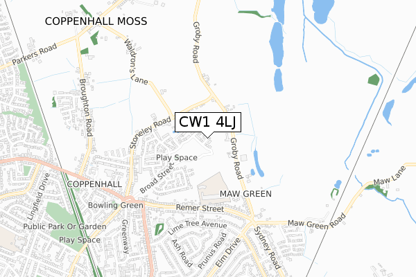 CW1 4LJ map - small scale - OS Open Zoomstack (Ordnance Survey)