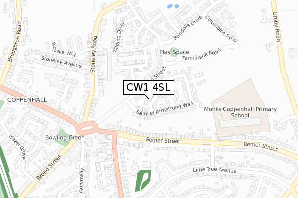 CW1 4SL map - large scale - OS Open Zoomstack (Ordnance Survey)