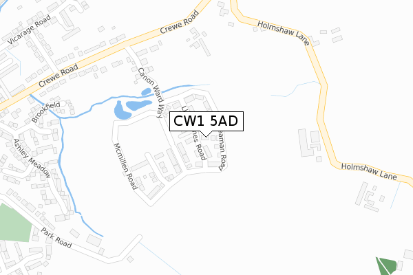 CW1 5AD map - large scale - OS Open Zoomstack (Ordnance Survey)