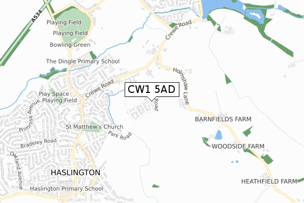 CW1 5AD map - small scale - OS Open Zoomstack (Ordnance Survey) CW1 5AD map - small scale - OS Open Zoomstack (Ordnance Survey)