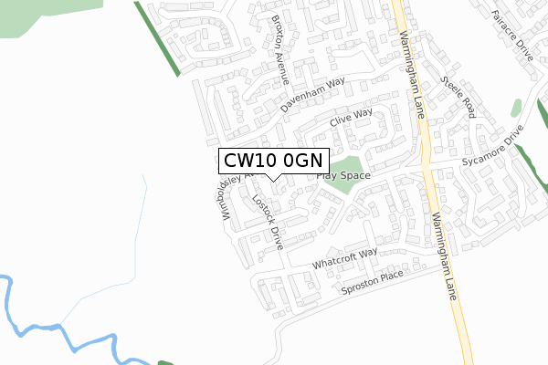 CW10 0GN map - large scale - OS Open Zoomstack (Ordnance Survey)