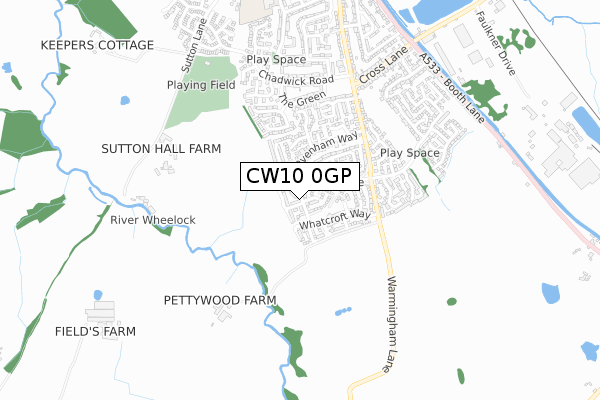 CW10 0GP map - small scale - OS Open Zoomstack (Ordnance Survey)