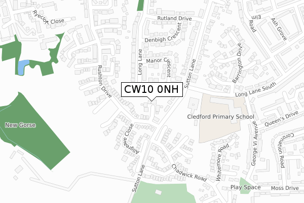 CW10 0NH map - large scale - OS Open Zoomstack (Ordnance Survey)