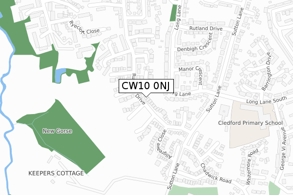 CW10 0NJ map - large scale - OS Open Zoomstack (Ordnance Survey)