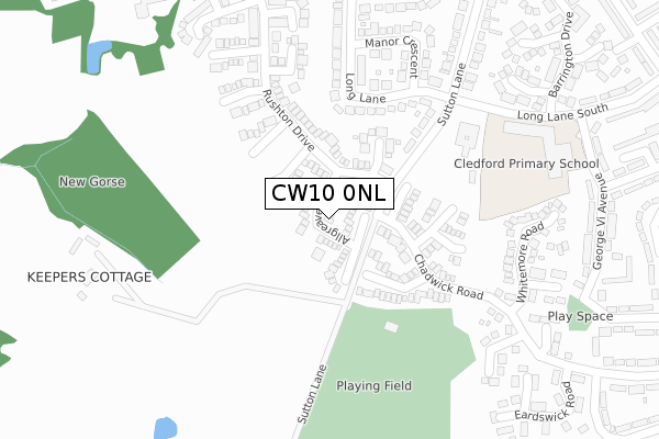 CW10 0NL map - large scale - OS Open Zoomstack (Ordnance Survey)