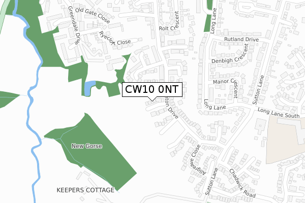 CW10 0NT map - large scale - OS Open Zoomstack (Ordnance Survey)