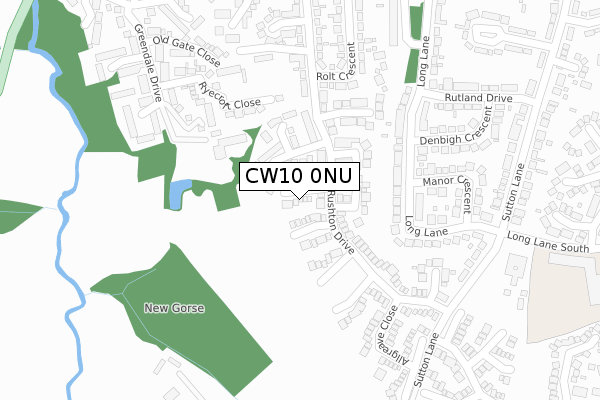 CW10 0NU map - large scale - OS Open Zoomstack (Ordnance Survey)