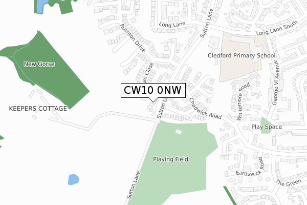 CW10 0NW map - large scale - OS Open Zoomstack (Ordnance Survey)