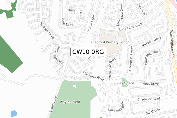 CW10 0RG map - large scale - OS Open Zoomstack (Ordnance Survey)