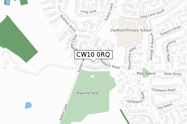 CW10 0RQ map - large scale - OS Open Zoomstack (Ordnance Survey)