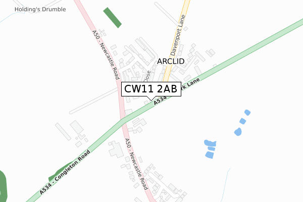 CW11 2AB map - large scale - OS Open Zoomstack (Ordnance Survey)