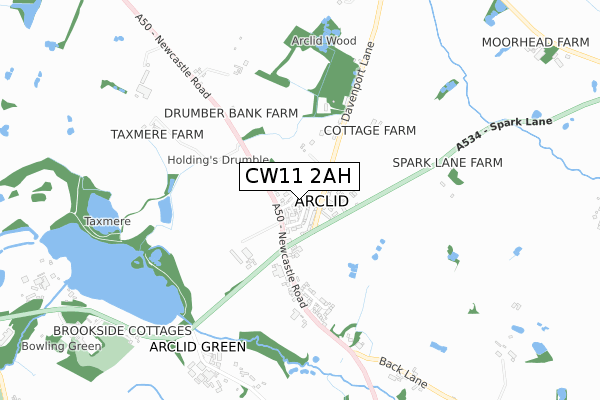CW11 2AH map - small scale - OS Open Zoomstack (Ordnance Survey)