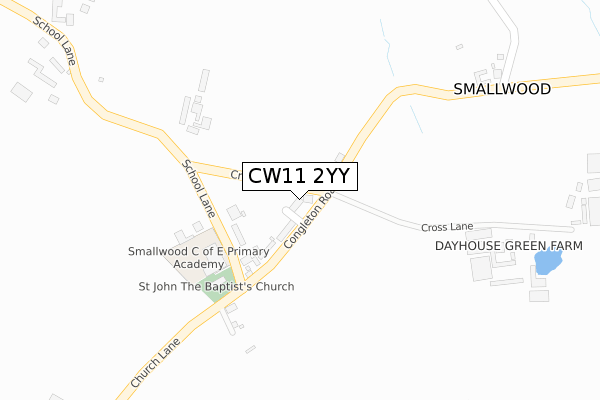 CW11 2YY map - large scale - OS Open Zoomstack (Ordnance Survey)