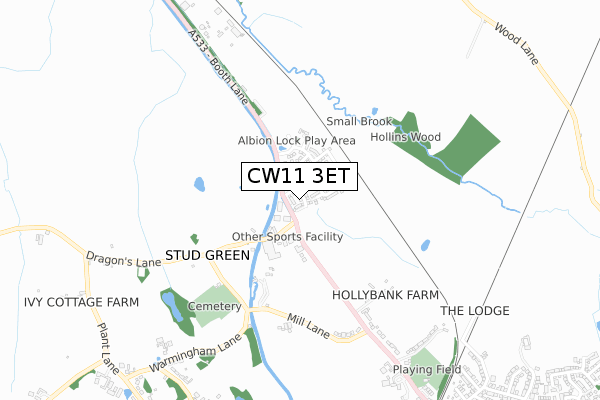 CW11 3ET map - small scale - OS Open Zoomstack (Ordnance Survey)