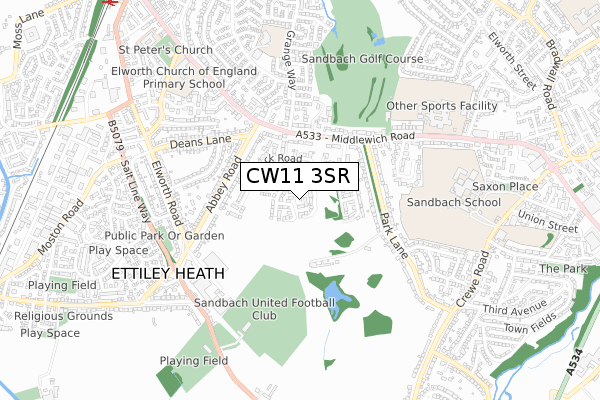 CW11 3SR map - small scale - OS Open Zoomstack (Ordnance Survey)