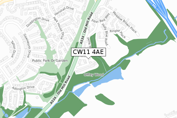 CW11 4AE map - large scale - OS Open Zoomstack (Ordnance Survey)