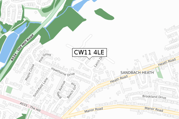 CW11 4LE map - large scale - OS Open Zoomstack (Ordnance Survey)