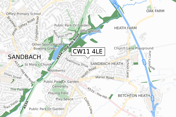 CW11 4LE map - small scale - OS Open Zoomstack (Ordnance Survey)