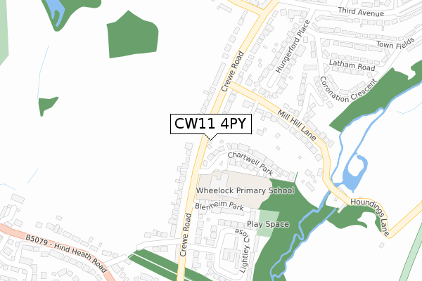 CW11 4PY map - large scale - OS Open Zoomstack (Ordnance Survey)