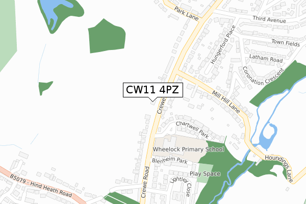 CW11 4PZ map - large scale - OS Open Zoomstack (Ordnance Survey)