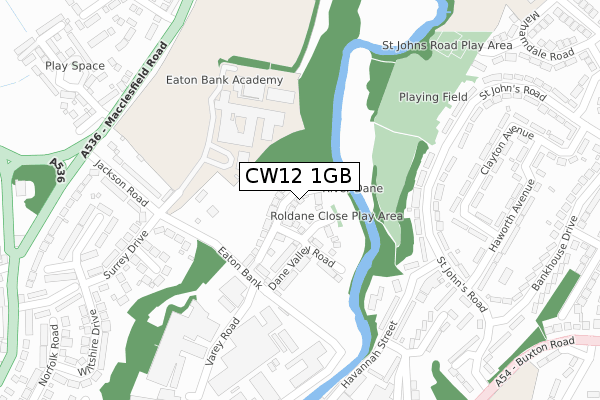 CW12 1GB map - large scale - OS Open Zoomstack (Ordnance Survey)