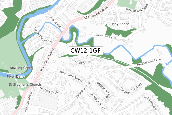 CW12 1GF map - large scale - OS Open Zoomstack (Ordnance Survey) CW12 1GF map - large scale - OS Open Zoomstack (Ordnance Survey)