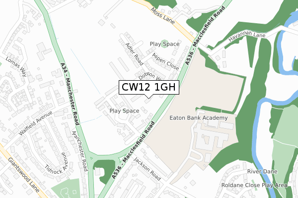 CW12 1GH map - large scale - OS Open Zoomstack (Ordnance Survey) CW12 1GH map - large scale - OS Open Zoomstack (Ordnance Survey)