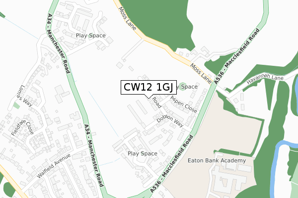 CW12 1GJ map - large scale - OS Open Zoomstack (Ordnance Survey) CW12 1GJ map - large scale - OS Open Zoomstack (Ordnance Survey)