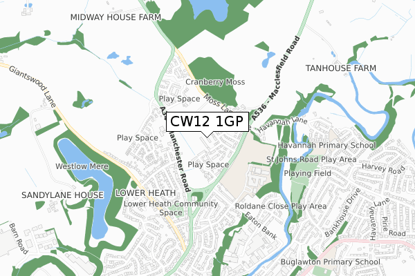 CW12 1GP map - small scale - OS Open Zoomstack (Ordnance Survey) CW12 1GP map - small scale - OS Open Zoomstack (Ordnance Survey)