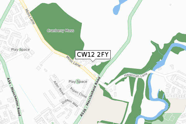 CW12 2FY map - large scale - OS Open Zoomstack (Ordnance Survey) CW12 2FY map - large scale - OS Open Zoomstack (Ordnance Survey)