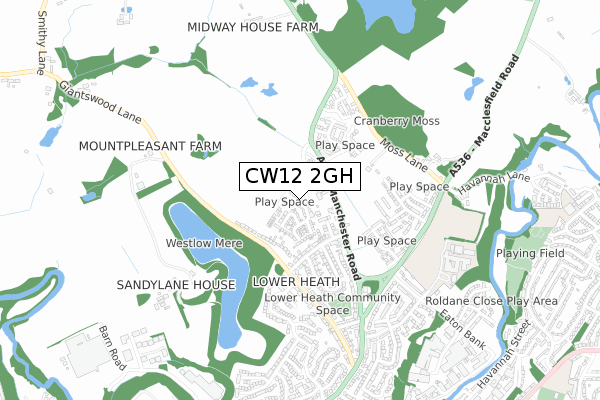 CW12 2GH map - small scale - OS Open Zoomstack (Ordnance Survey)