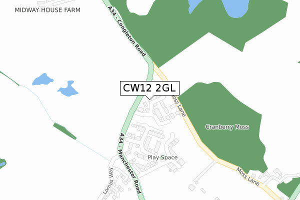 CW12 2GL map - large scale - OS Open Zoomstack (Ordnance Survey)