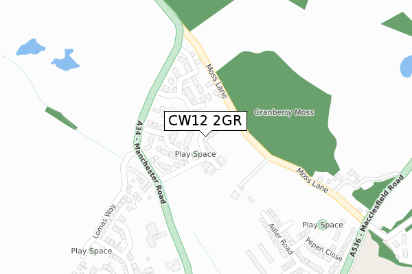 CW12 2GR map - large scale - OS Open Zoomstack (Ordnance Survey) CW12 2GR map - large scale - OS Open Zoomstack (Ordnance Survey)