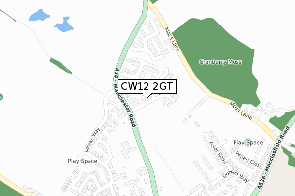 CW12 2GT map - large scale - OS Open Zoomstack (Ordnance Survey) CW12 2GT map - large scale - OS Open Zoomstack (Ordnance Survey)