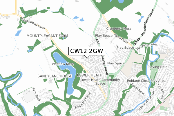 CW12 2GW map - small scale - OS Open Zoomstack (Ordnance Survey) CW12 2GW map - small scale - OS Open Zoomstack (Ordnance Survey)