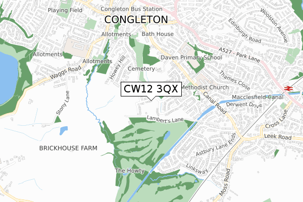 CW12 3QX map - small scale - OS Open Zoomstack (Ordnance Survey) CW12 3QX map - small scale - OS Open Zoomstack (Ordnance Survey)