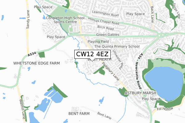 CW12 4EZ map - small scale - OS Open Zoomstack (Ordnance Survey) CW12 4EZ map - small scale - OS Open Zoomstack (Ordnance Survey)