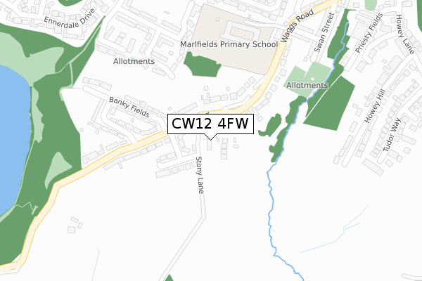 CW12 4FW map - large scale - OS Open Zoomstack (Ordnance Survey) CW12 4FW map - large scale - OS Open Zoomstack (Ordnance Survey)