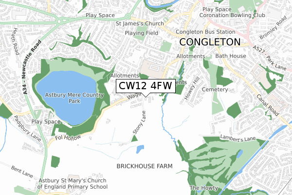 CW12 4FW map - small scale - OS Open Zoomstack (Ordnance Survey) CW12 4FW map - small scale - OS Open Zoomstack (Ordnance Survey)