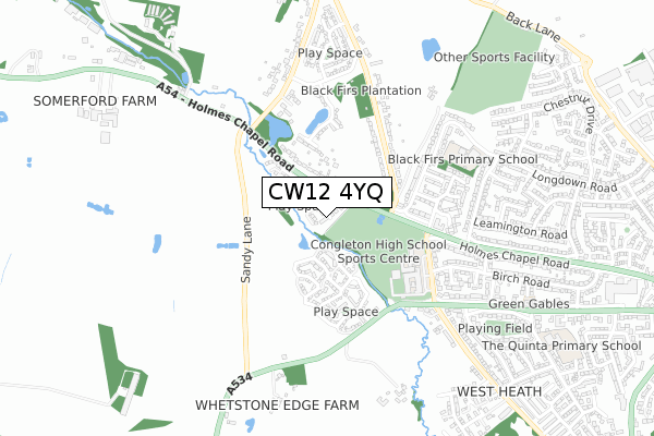 CW12 4YQ map - small scale - OS Open Zoomstack (Ordnance Survey) CW12 4YQ map - small scale - OS Open Zoomstack (Ordnance Survey)