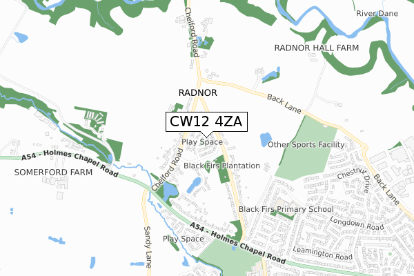 CW12 4ZA map - small scale - OS Open Zoomstack (Ordnance Survey) CW12 4ZA map - small scale - OS Open Zoomstack (Ordnance Survey)