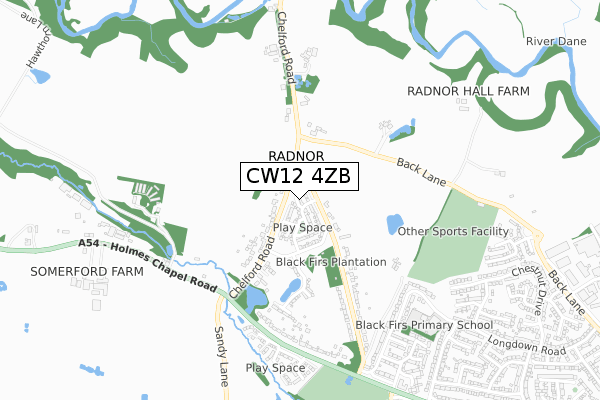 CW12 4ZB map - small scale - OS Open Zoomstack (Ordnance Survey) CW12 4ZB map - small scale - OS Open Zoomstack (Ordnance Survey)